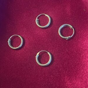 2 pair Silver Plated Sleeper Hoop Earrings.